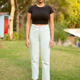 FREAKINS Women Classic White High-Rise Mom Fit Cropped Jeans-image-46