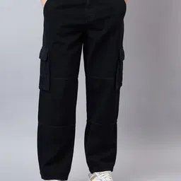 Style Quotient Men Relaxed Fit Mid Rise Clean Look Cotton Cargo Jeans-picture-53