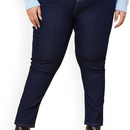 max Plus Size Women Navy Blue Slim Fit Jeans-31