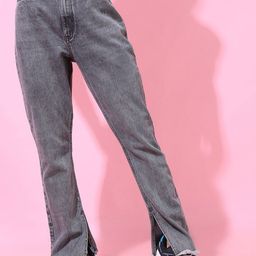 Tokyo Talkies Women Grey Mid Rise Flared Jeans-picture-37