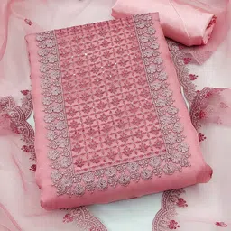 KALINI Embroidered Organza Unstitched Dress Material With Dupatta-image-53