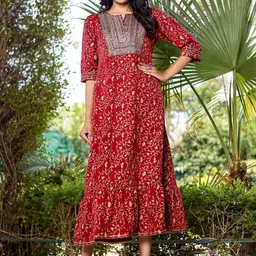 VASVI Embroidered Maxi Ethnic Dress-image-107