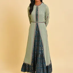 WISHFUL Ethnic Motifs Printed Fit & Flare Ethnic Dress-image-7