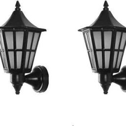 (PACK OF 2) Hurricane Outdoor Wall Sconce Light, Black, Small, Wall Lights Lamp Shade-21