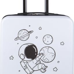 Hard Body Set of 2 Luggage 8 Wheels - Kids Trolley Bag with vanity Durable Polycarbonate Waterproof Trolley Bag - White-image-1