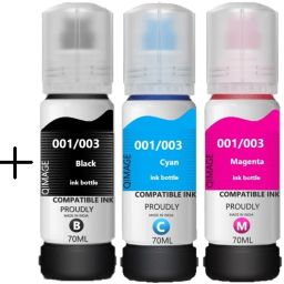 QIMAGE Ink Refill for Epson 001 , 003 , L3200 , L3210 , L3211 , L3215,L3216,L3250,L3252 Black + Tri Color Combo Pack Ink Bottle-image-18