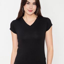Finesse V Neck Cap Sleeves T shirt-image-98