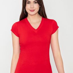 Finesse V Neck Cap Sleeves T shirt-image-99