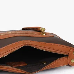 Carlton London Tan Colourblocked Structured Handheld Bag with Tasselled image 5