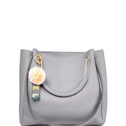 Martucci Grey Oversized Structured Shoulder Bag with Tasselled image 2