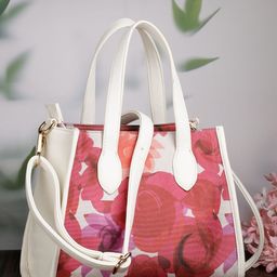 DressBerry Pink Floral Printed Structured Handheld Bag-image-98