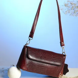 AMYENCE Brown Leather Half Moon Shoulder Bag with Tasselled-15
