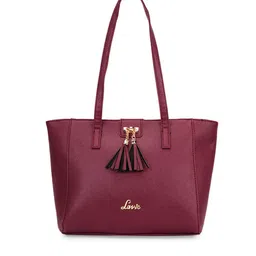 Lavie Red Structured Shoulder Bag with Tasselled-19