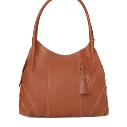 Fostelo Tan PU Oversized Structured Handheld Bag with Tasselled image 2