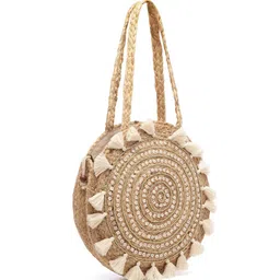 Anekaant Ethnic Motifs Regular Structured Tote Bag with Tasselled image 4