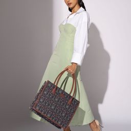 ZOUK Taj Guldasta Book Printed Structured Jute Handheld Bag-picture-26