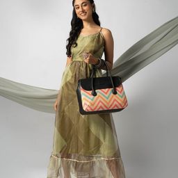 ZOUK Geometric Printed Structured Handheld Bag-13