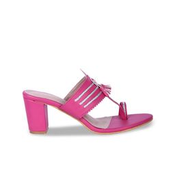 KIRAVI Braided Open Toe Block Heels With Tassels image 3