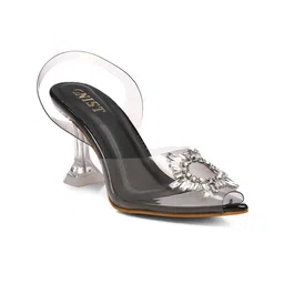 GNIST Embellished Peep Toe Block Heels image 4