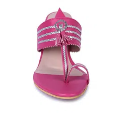 KIRAVI Braided Open Toe Block Heels With Tassels image 5
