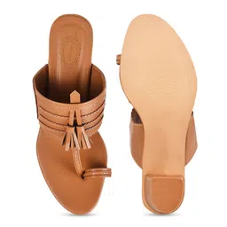 Shoetopia Textured Open Toe Block Heels image 3