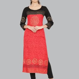 Women Abstract Crepe Straight Kurta-image-92