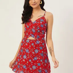 DODO & MOA Floral Printed Shoulder Strap A-Line Dress-image-68
