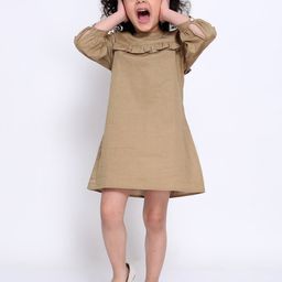Biglilpeople Girls Beige Solid Dress-image-40