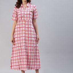 IRIDAA JAIPUR Red Checked Maxi Maxi Dress-picture-25