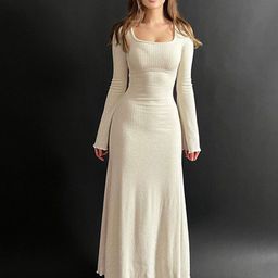 StyleCast Beige Square Neck Maxi Dress-image-59