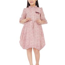 Peppermint Girls Shirt Collar Striped Cotton Dress-picture-26