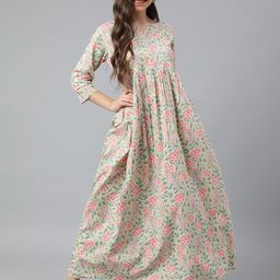 Idalia Beige & Pink Floral Maxi Maxi Dress-image-27