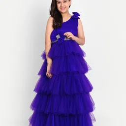 TILISM Girls Net Fit & Flare Tulle Maxi Dress-image-8