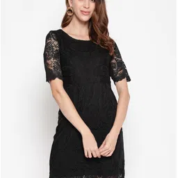 AKIMIA Women Black Lace Sheath Dress-56