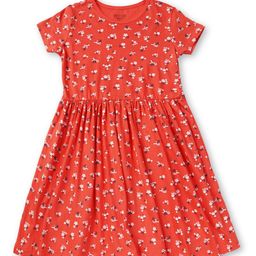Gini and Jony Orange Floral A-Line Cotton Dress-38