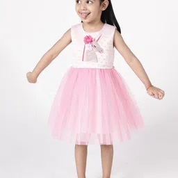 A Little Fable Girls Pink Round Neck Fit And Flare Dress-picture-33