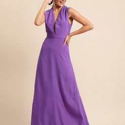 DODO & MOA Women Purple Satin Maxi Dress-image-54