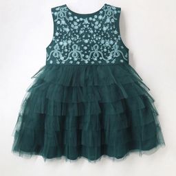 Cherry Crumble Girls Embellished Sleeveless Layered Net Fit & Flare Dress-19