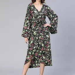 Oxolloxo Abstract Printed Wrap Midi Dress-picture-42