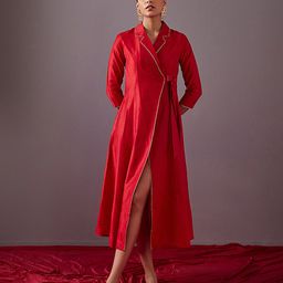 Abhishti Lapel Collared Wrap Maxi Dress-image-12