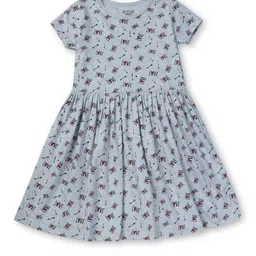 Gini and Jony Grey A-Line Cotton Dress-83