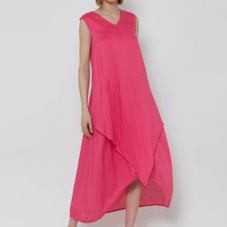 DODO & MOA Women Pink Solid Layered Sleeveless A-Line Dress-image-24