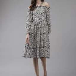 Roadster Women Georgette Printed Fit & Flared Midi Dress-image-48
