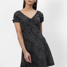 aayu Women Black Crepe A-Line Dress-image-78