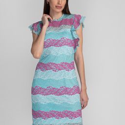 Globus Women Blue & Pink Lace Sheath Dress-image-31