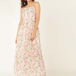 DODO & MOA Off White Floral Georgette Maxi Dress-image-91