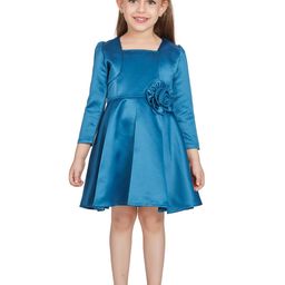 Peppermint Square Neck Corsage Detail Fit & Flare Dress-57