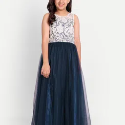 TILISM Sleeveless Floral Net Maxi Dress-image-15