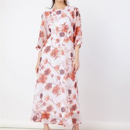 Zink London Floral Printed Slit Sleeves Maxi Dress-image-31