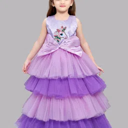 Pink Chick Girls Lavender & Pink Embellished Colourblocked Satin Layered Gown-picture-52